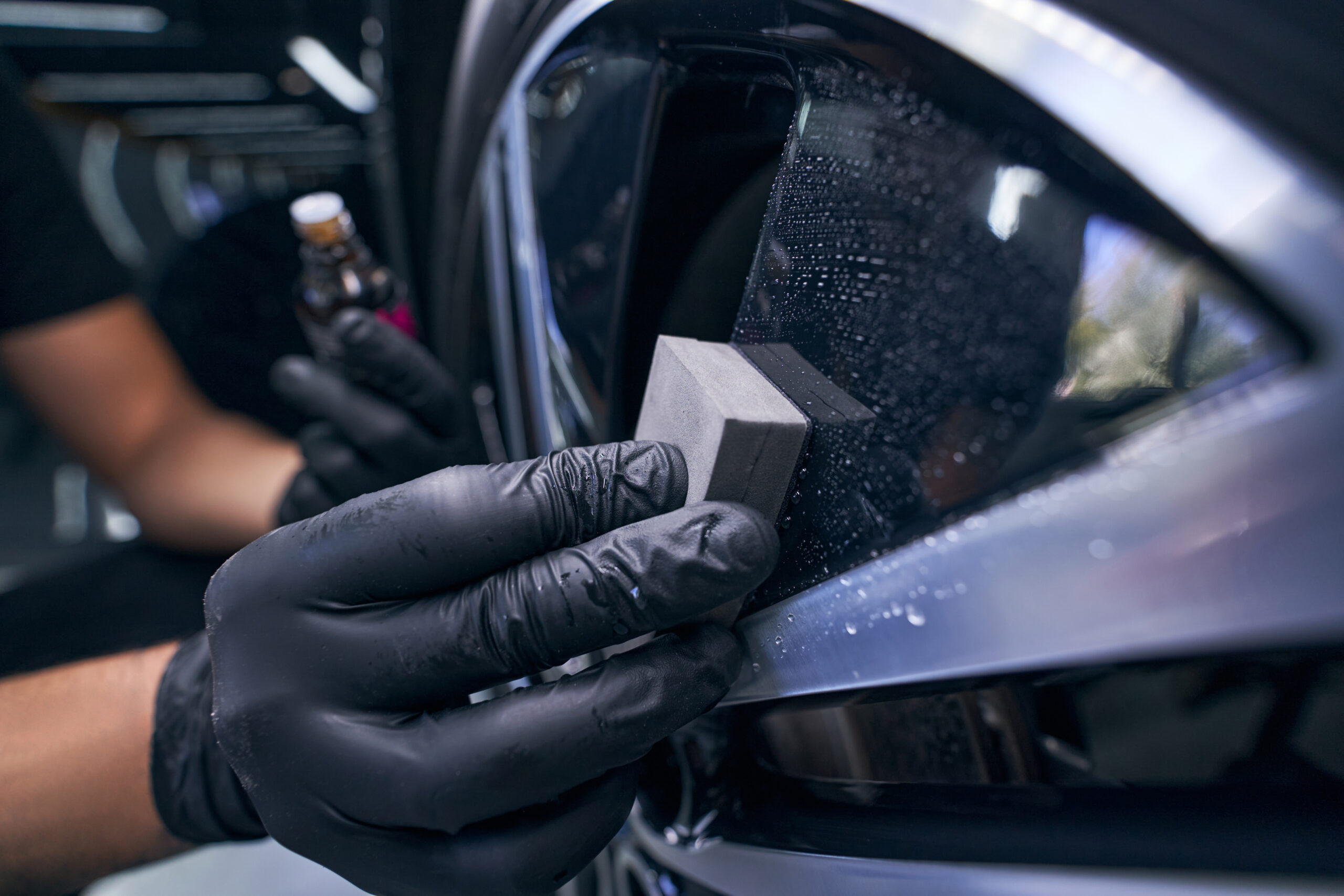 Ceramic coating being applied